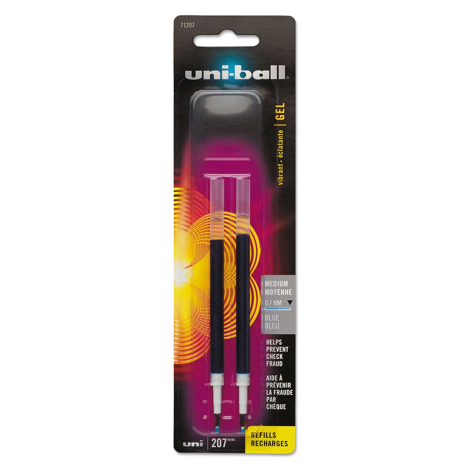 Uni Ball Blue Ink Medium Point Refill for Signo Gel 207 Pen - 2 count per pack -- 1 pack per case