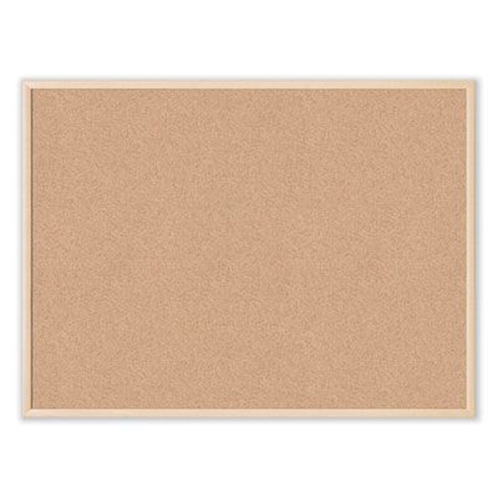 U Brands Natural Surface Birch MDF Frame Cork Bulletin Board, 47 x 35 inch