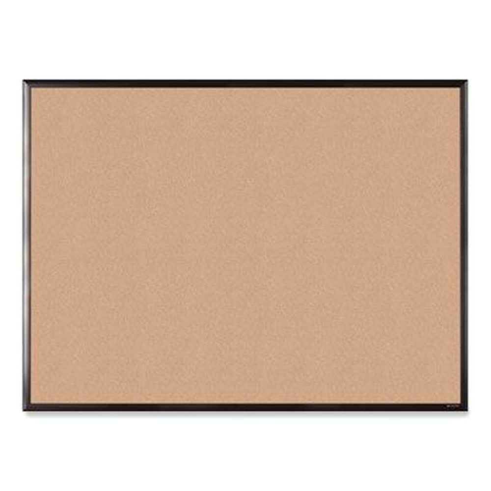 U Brands Natural Surface Cork Bulletin Board with Black Aluminum Frame, 47 x 35 inch