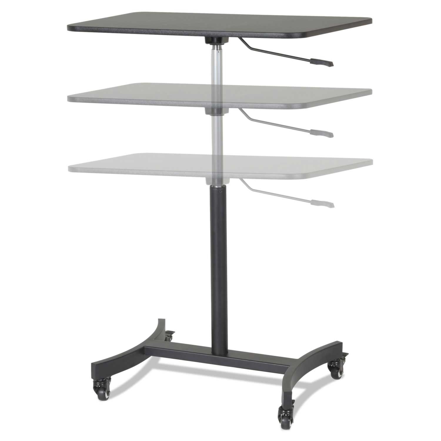 Victor Black High Rise Mobile Adjustable Sit Stand Workstation, 30.75 x 22 x 44 inch