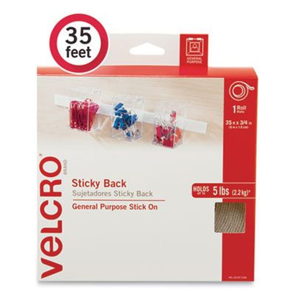 Velcro White Removable Adhesive Sticky-Back Fasteners, 0.75 inch x 35 Feet