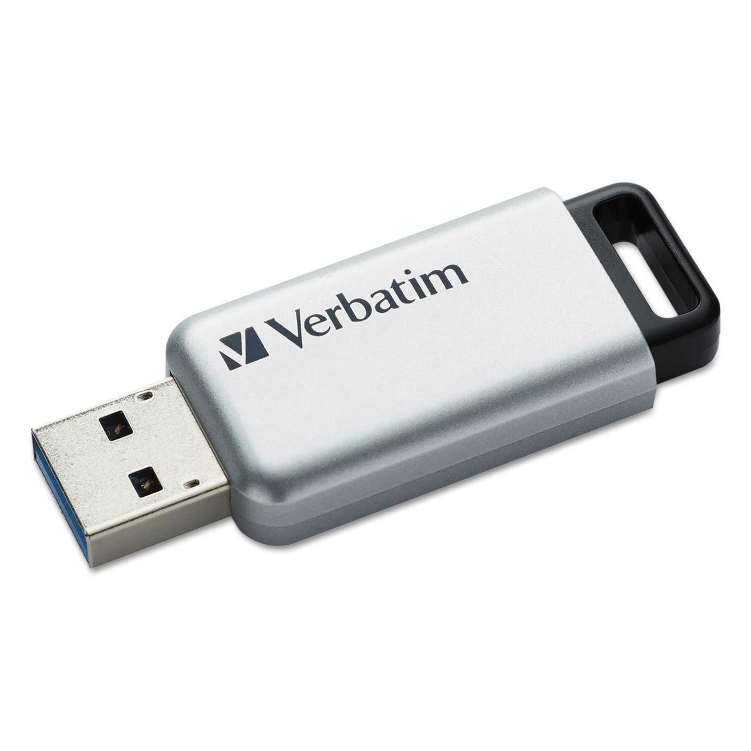 Verbatim Store N Go Secure Pro Silver USB Flash Drive with AES 256 Encryption, 32 GB Capacity