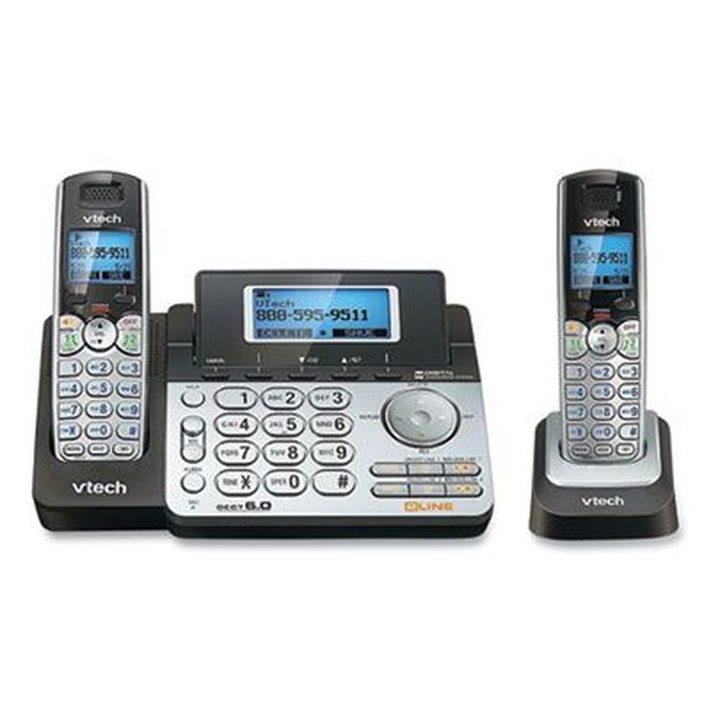 Vtech Black/Silver Two-Handset Two-Line Cordless Phone with Answering System