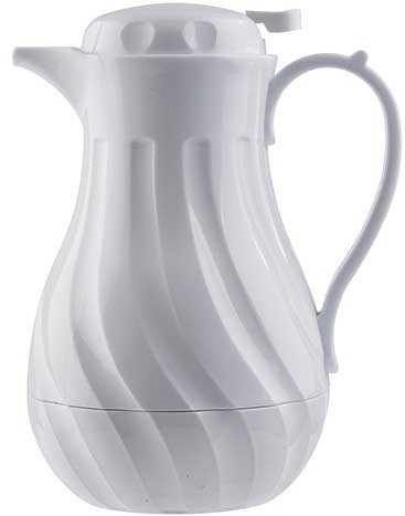 Tablecraft Polypropylene White Insulated Swirl Coffee Server, 40 Ounce