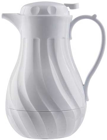 Tablecraft Polypropylene White Insulated Swirl Coffee Server, 64 Ounce