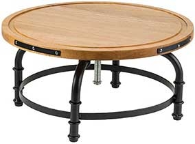 Tablecraft Industrial Collection Acacia and Black Powder Coated Metal Rotating Cake Stand, 13 inch Dia x 6 inch