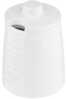 Tablecraft Pulito Collection White Melamine Textured Finish Sugar Jar With Lid, 3 Inch Dia. X 4 1/8 Inch -- 12 Per Case