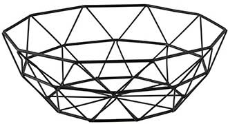 Tablecraft Delta Series Black Powder Coated Steel Round Wire Basket, 10 inch Dia