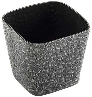 Tablecraft Crackle Pattern Black Powder Coated Finish Square Snack Basket, 4 x 4 inch