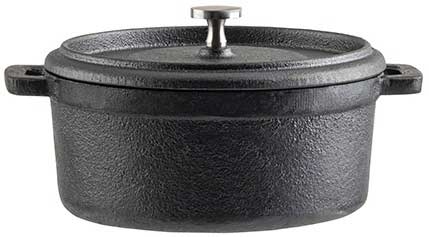 Tablecraft Cast Iron Cocotte with Lid and Stainless Steel Knob, 16 Ounce