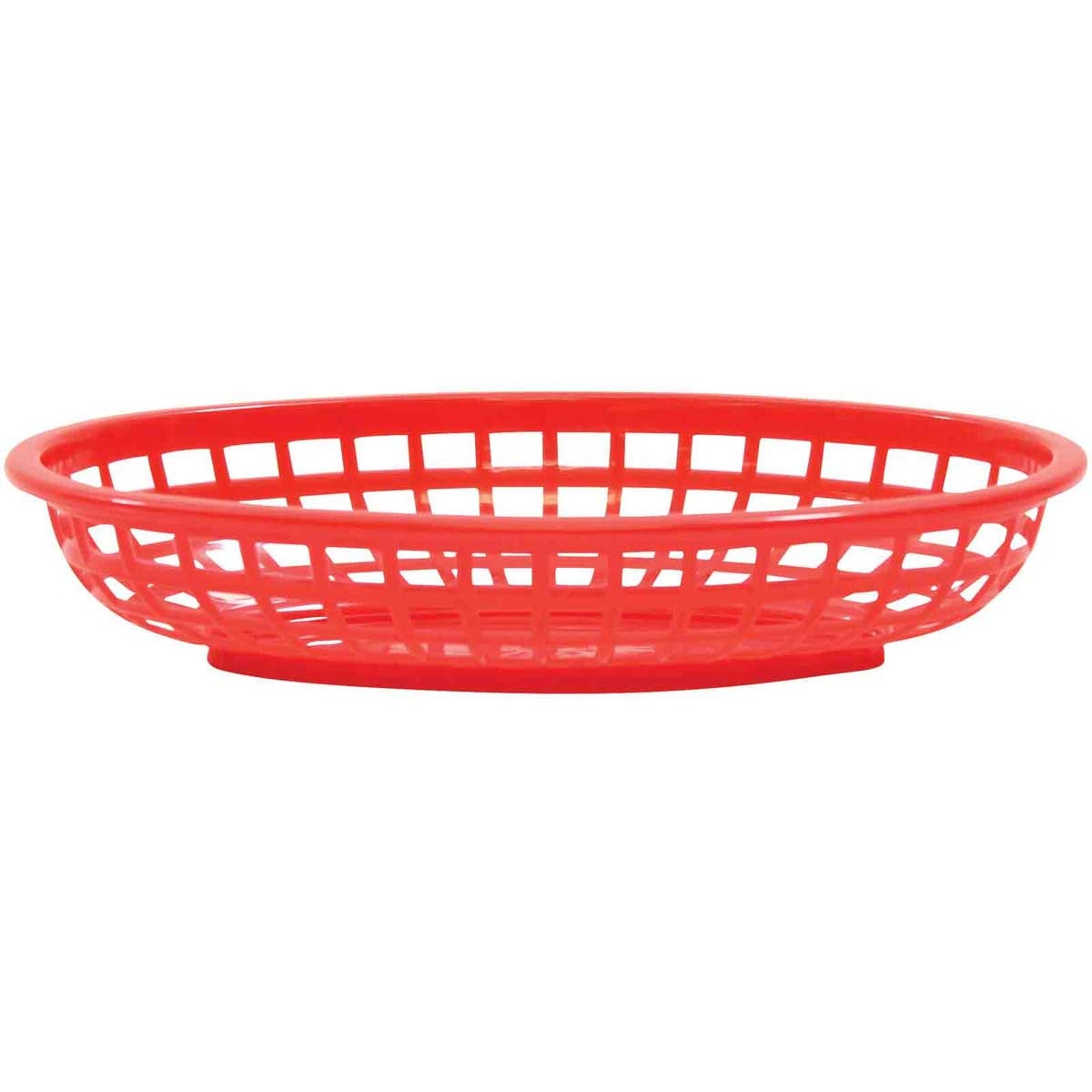 Tablecraft Plastic Red Oval Classic Basket, 9.3 x 6 x 1.875 inch -- 36 per case