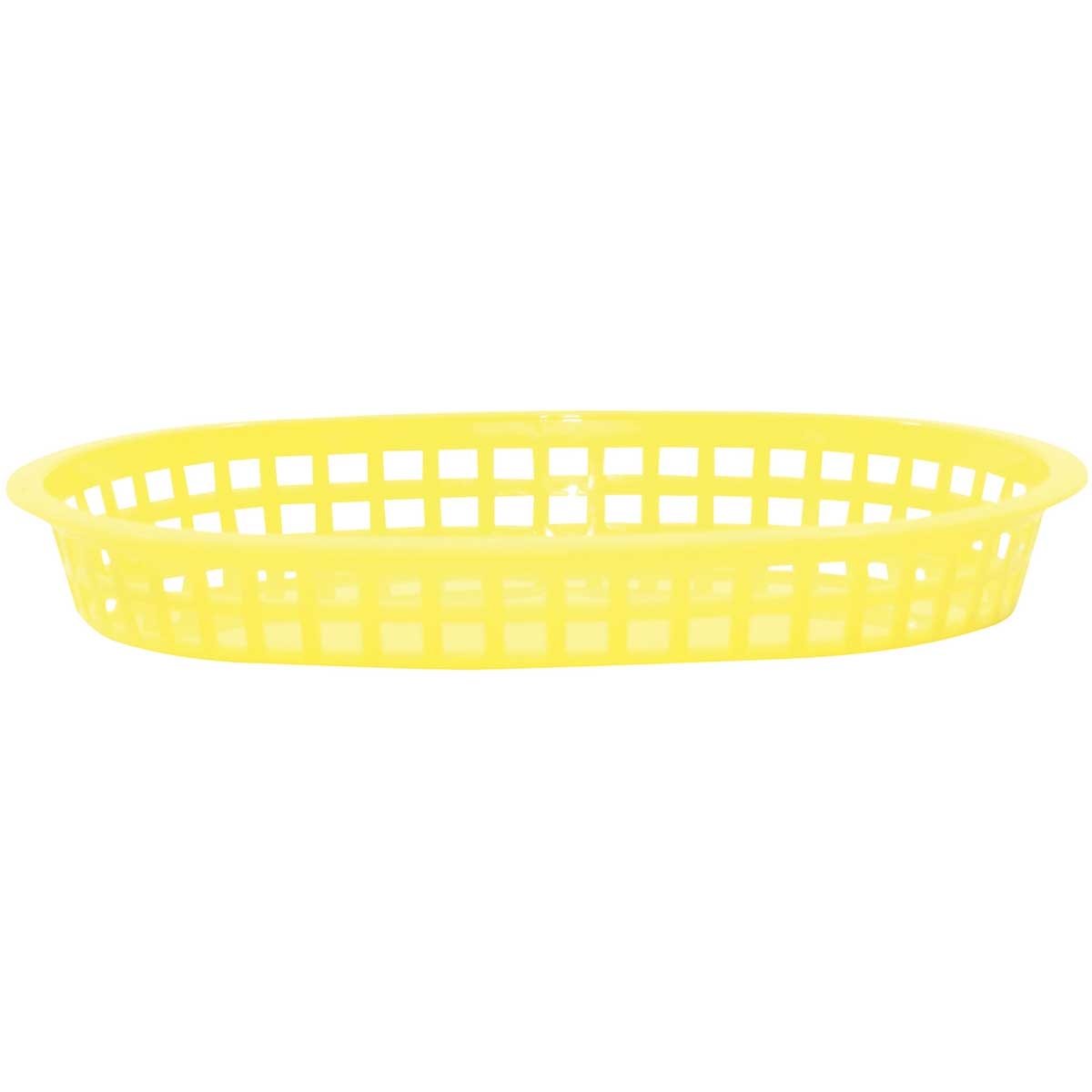 Tablecraft Plastic Yellow Oval Chicago Basket, 10.5 x 7 x 1.5 inch -- 36 per case
