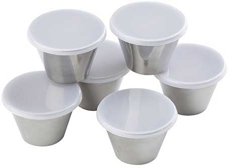 Tablecraft 5 Ounce Round Stainless Steel Ramekin With Clear Lids, 6 Count -- 6 Per Case