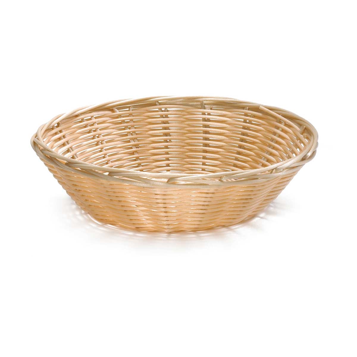 Tablecraft Plastic Round Natural Serving Basket, 8.5 x 8.5 x 2.25 inch -- 12 per case