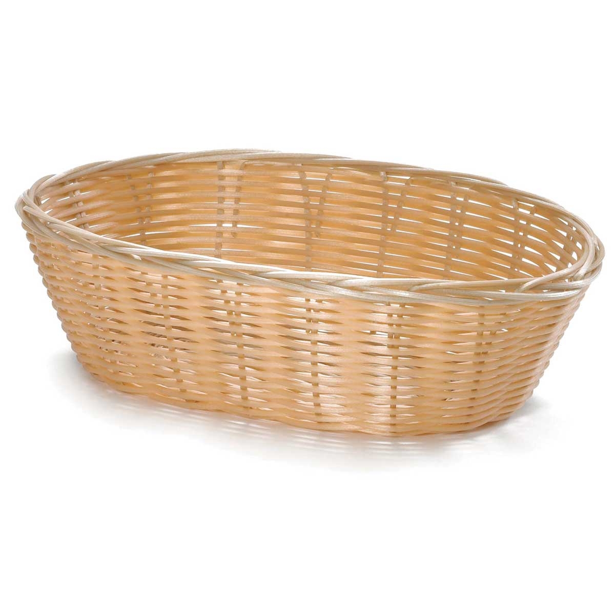 Tablecraft Plastic Oval Natural Serving Basket, 10 inch -- 12 per case