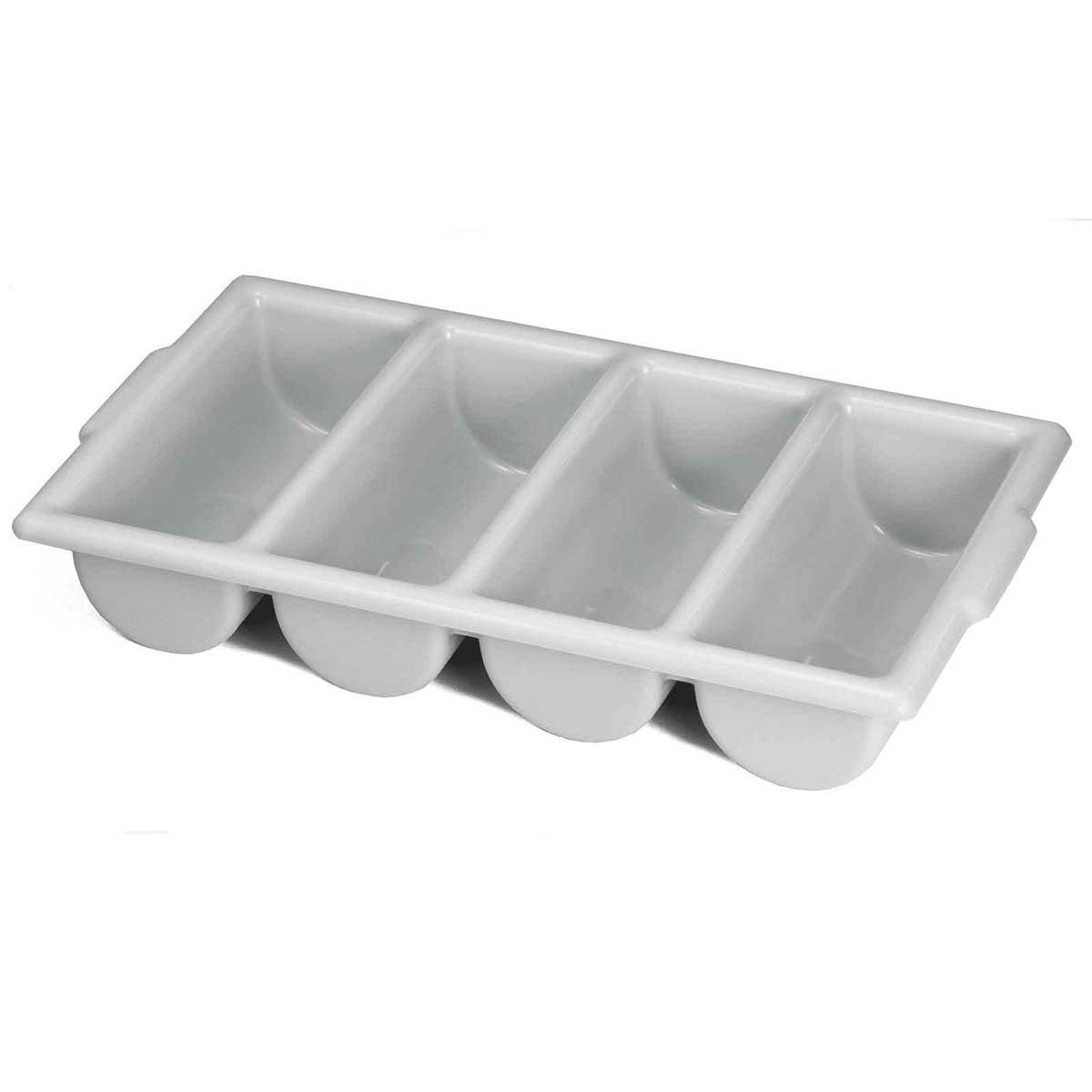 Tablecraft Plastic Gray 4 Compartment Cutlery Bin -- 12 per case