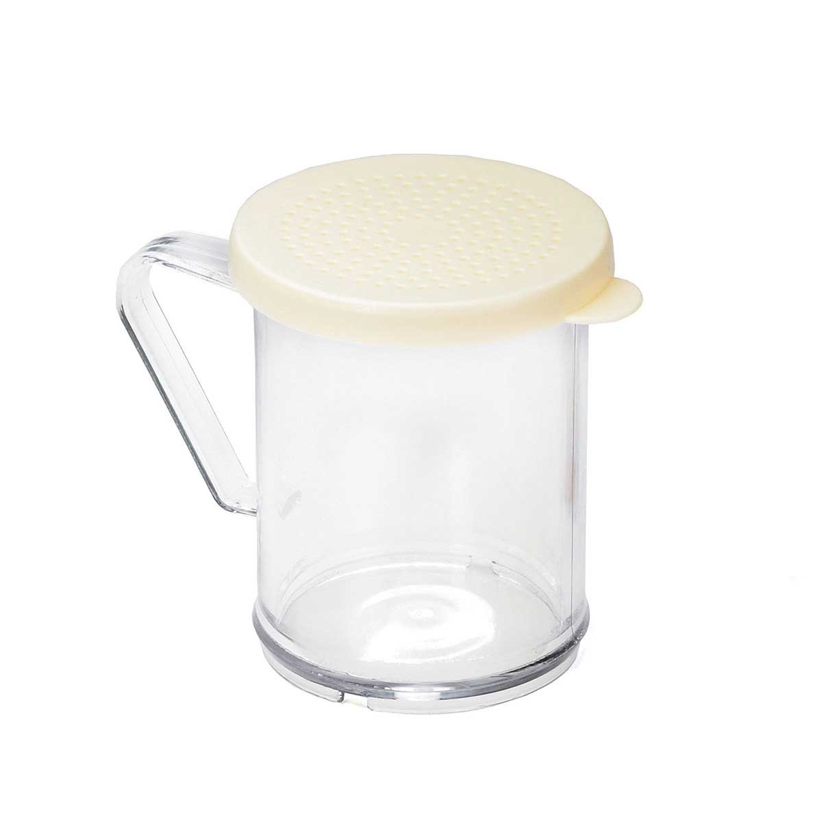 Tablecraft Plastic Dredge with Beige Salt and Pepper Lid, 10 Ounce Capacity -- 12 per case