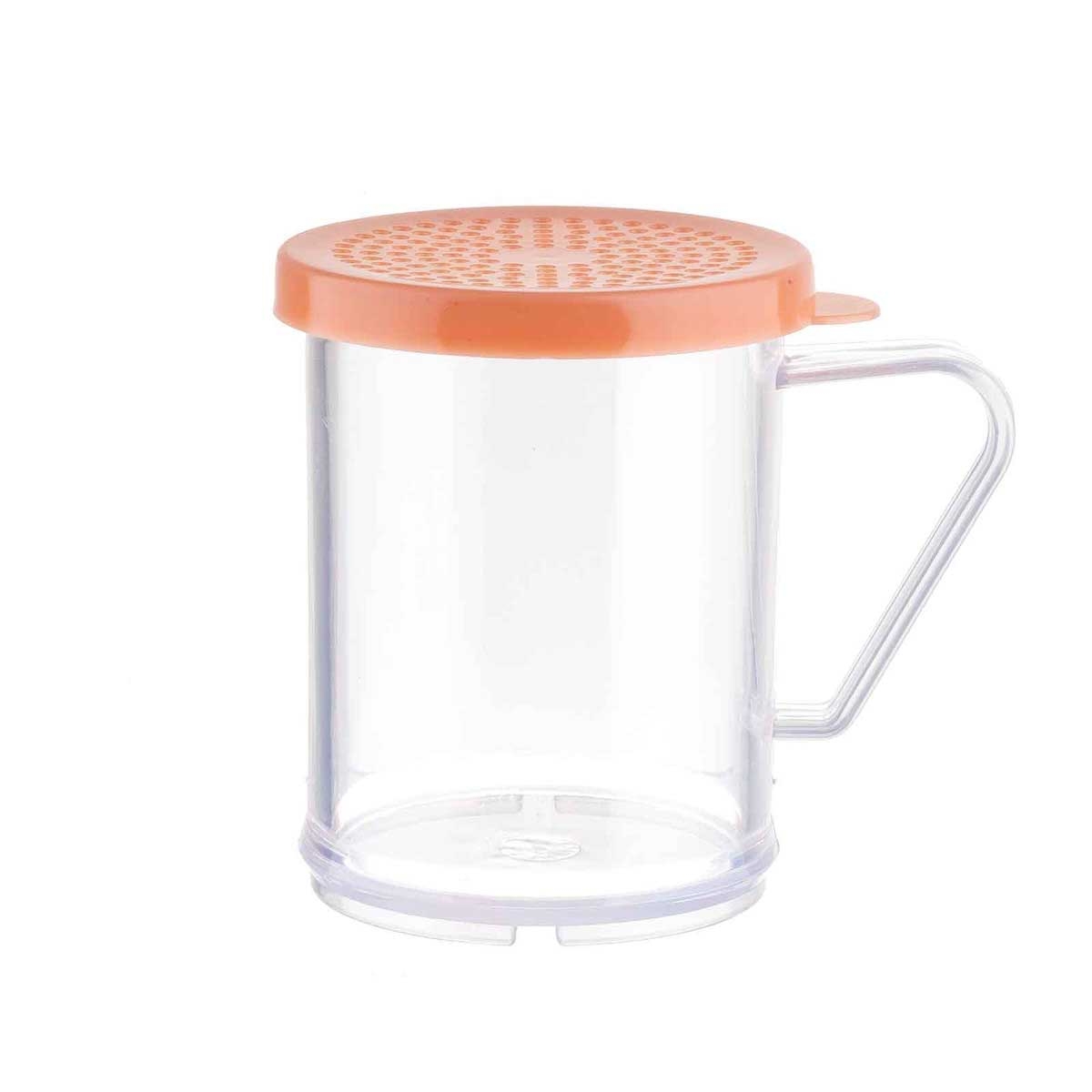 Tablecraft Plastic Dredge with Dusty Rose Medium Ground Lid, 10 Ounce Capacity -- 12 per case