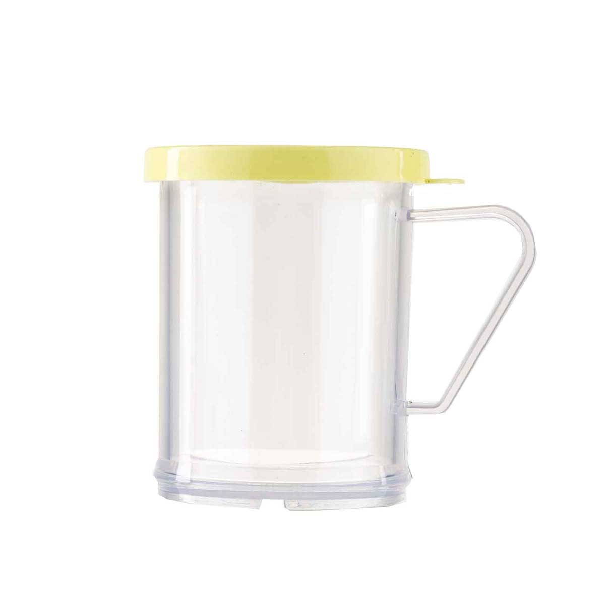 Tablecraft Plastic Dredge with Yellow Cheese Lid, 10 Ounce Capacity -- 12 per case