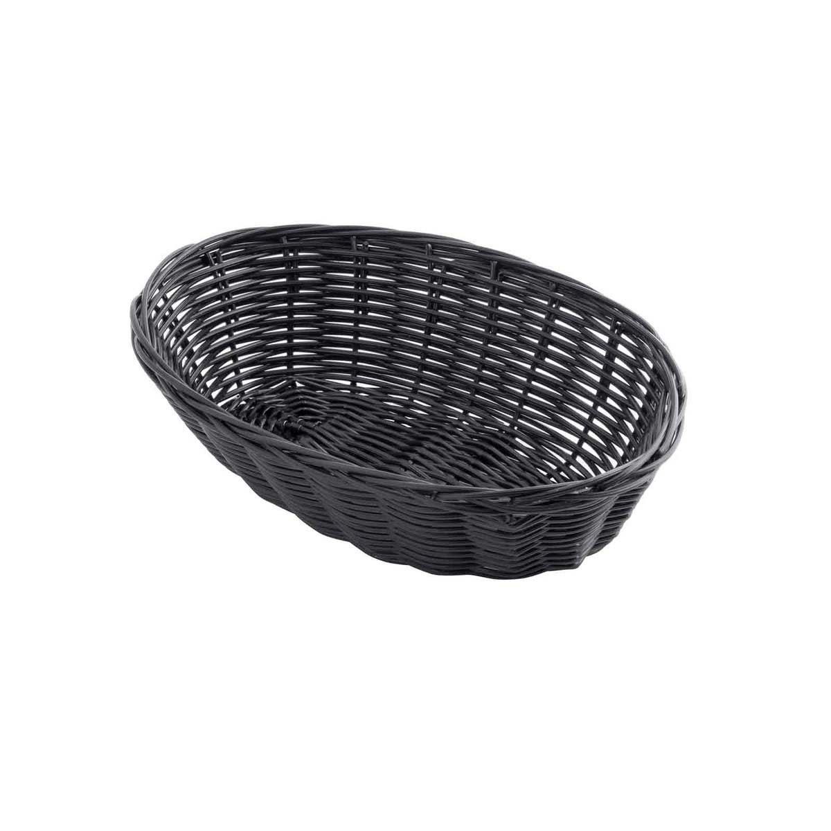Tablecraft Black Oval Handwoven Basket, 9 x 6 x 2.25 inch -- 12 per case