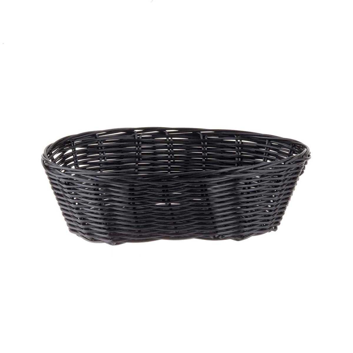 Tablecraft Black Oval Handwoven Basket, 10 x 6.5 x 3 inch -- 12 per case