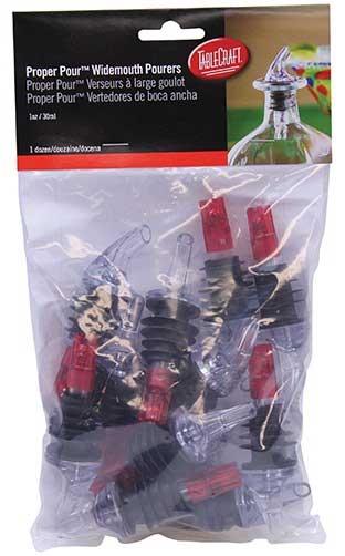 Tablecraft Proper Pour Red Dip Tube Widemouth Pourer, 1 Ounce -- 12 per case.
