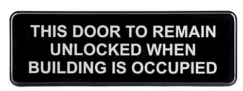 Tablecraft Plastic This Door To Remain Locked While Building Is Occupied Sign, 3 x 9 inch