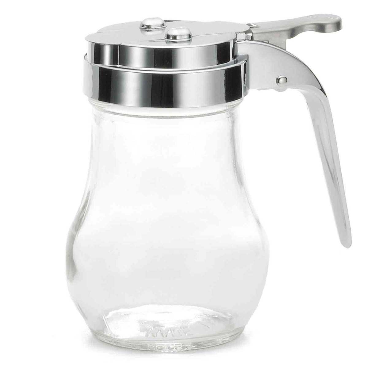 Tablecraft Teardrop Syrup Dispenser with Chrome ABS Top -- 12 per case