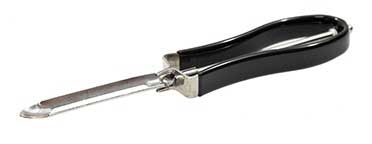 Tablecraft Stainless Steel Swivel Peeler with Black Vinyl Handle