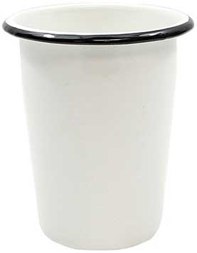 Tablecraft Enamelware Collection Creamy White with Black Rim Tumbler Cup, 16 Ounce