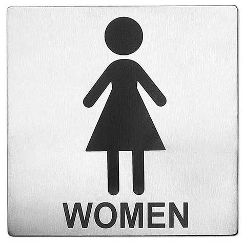 Tablecraft Contemporary Stainless Steel Women Restroom Sign, 5 x 5 inch