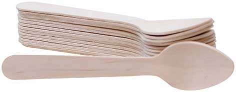 Tablecraft Disposable Wood Tasting Spoon, 4.25 inch - 100 count per pack -- 12 packs per case.