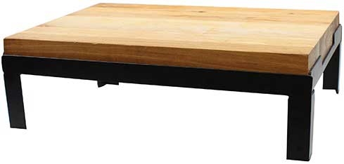 Tablecraft Black Powder Coated Frame Riser With Wood Butcher Block Top, 18.5 X 12.5 X 6.5 Inch