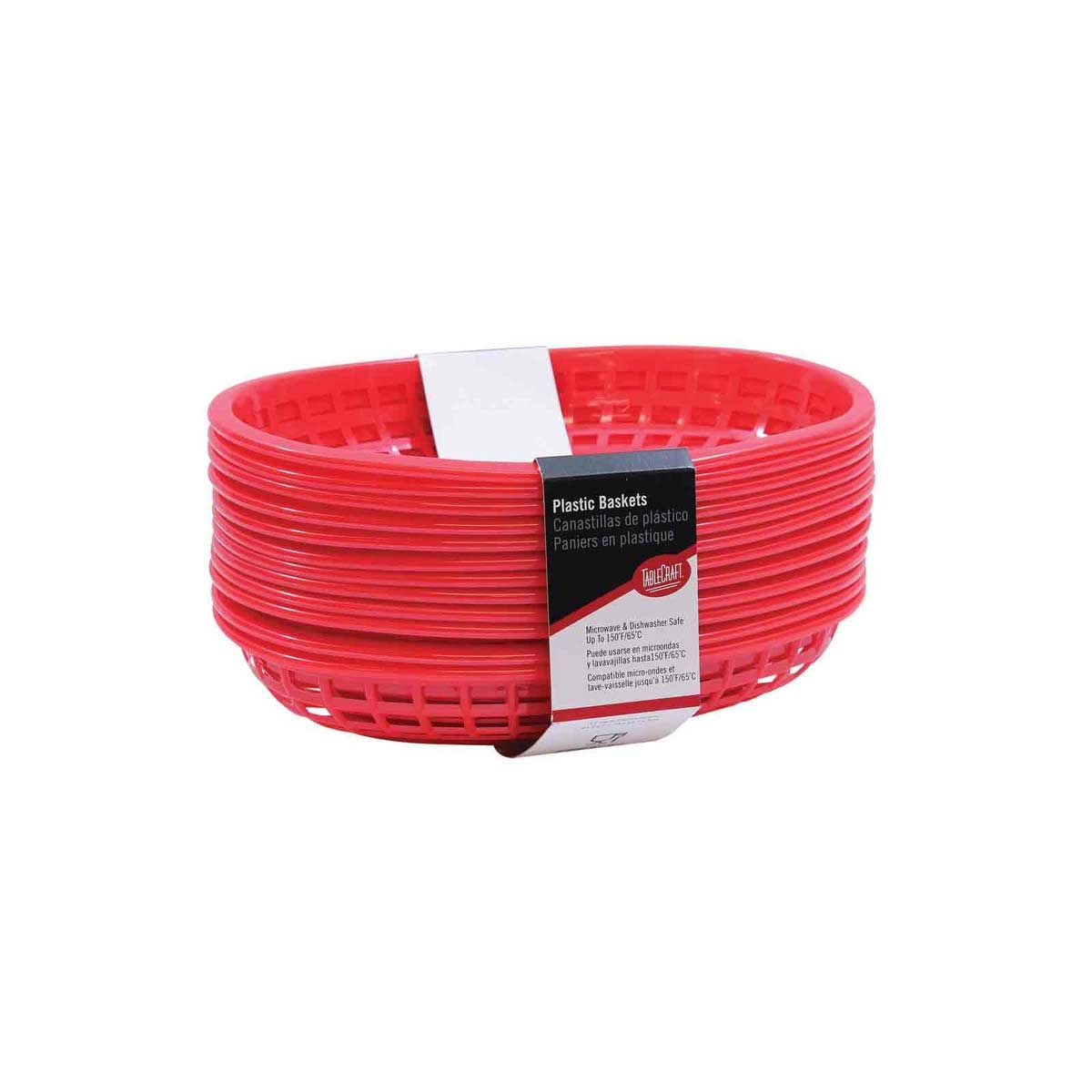 Tablecraft Plastic Red Oval Basket, 9.3 x 6 x 1.875 inch -- 36 per case