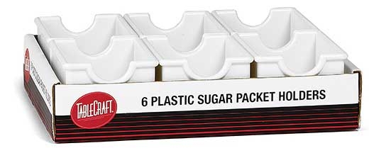 Tablecraft San Plastic White Sugar Packet Holder, 3.25 x 2.5 x 2 inch - 6 count per pack -- 1 pack per case.