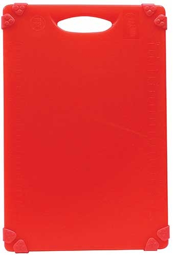 Tablecraft Polypropylene Red Grippy Cutting Board with TPE Grips, 12 x 18 inch
