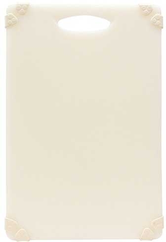 Tablecraft Polypropylene White Grippy Cutting Board with TPE Grips, 12 x 18 inch