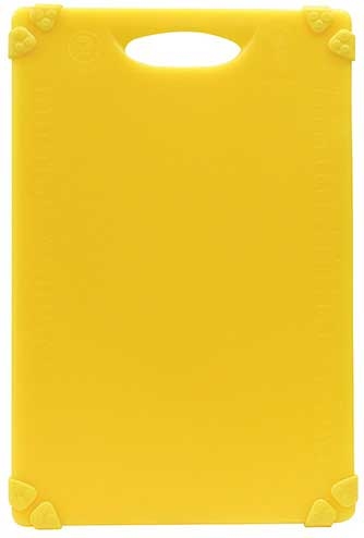 Tablecraft Polypropylene Yellow Grippy Cutting Board with TPE Grips, 12 x 18 inch