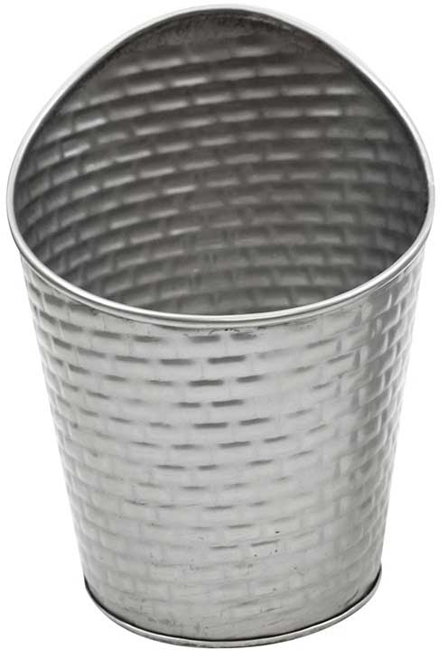 Tablecraft Brickhouse Collection Stainless Steel With Embossed Brick Pattern Slanted Round Fry Cup, 10 Ounce Capacity