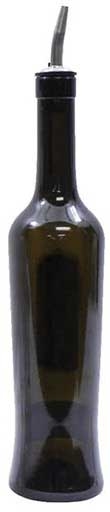 Tablecraft Dark Green Luna Glass Bottle with Pourer, 17 Ounce -- 12 per case.