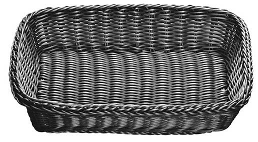Tablecraft Ridal Collection Black Handwoven Rectangular Basket, 16 x 11.75 x 3.5 inch -- 6 per case.