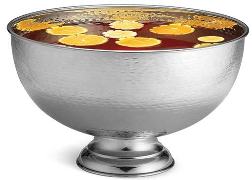 Tablecraft Remington Collection Stainless Steel Rice Pattern Punch Bowl, 15.5 x 15.5 x 9.25 inch