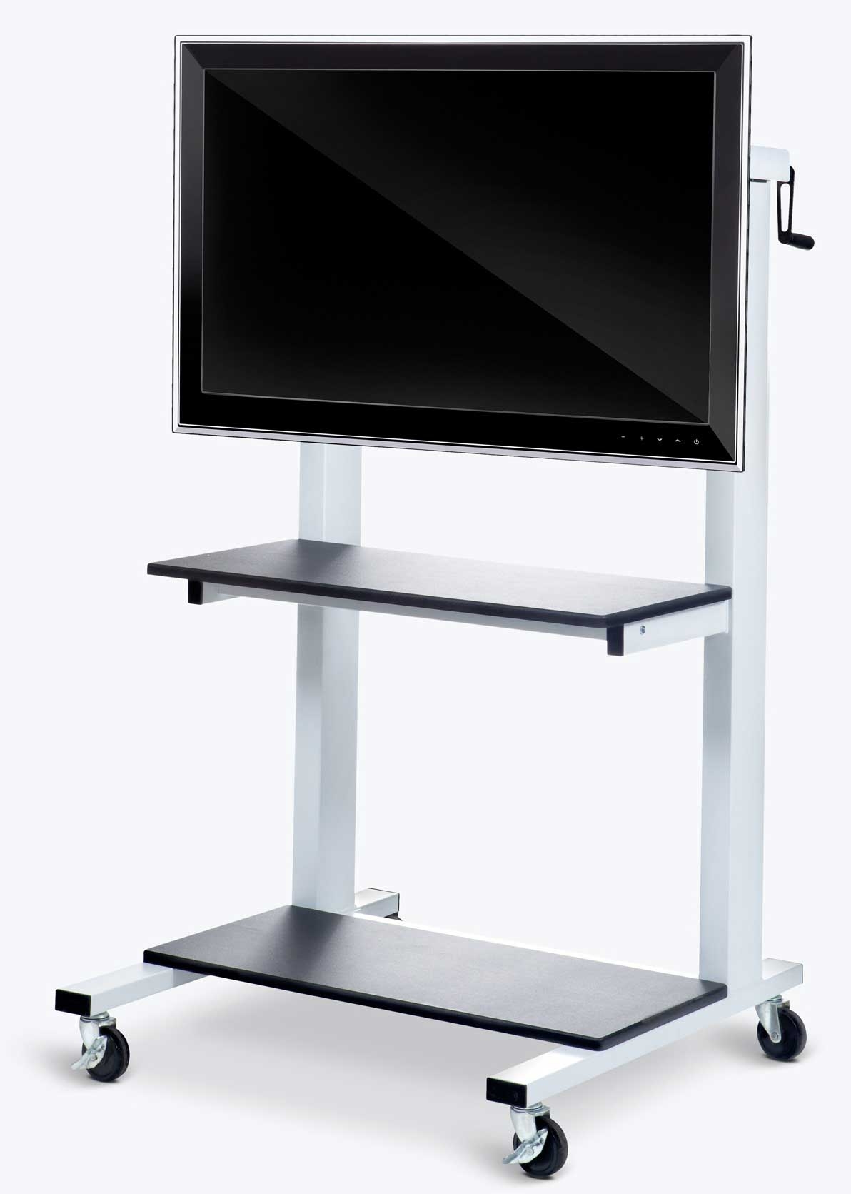 Luxor Black Crank Adjustable Flat Panel TV Cart, 30 x 29.5 x 50.5 to 66.25 inch Height