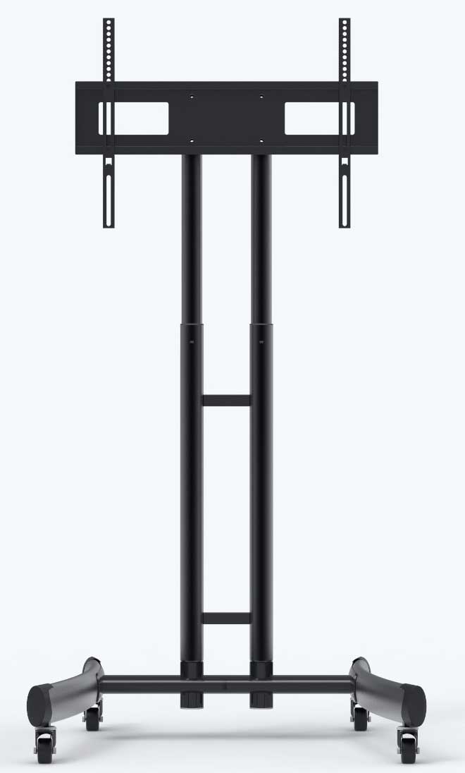 Luxor Black Adjustable Height Rolling TV Stand, 31.4 x 28.1 x 48.4 to 68 inch Height