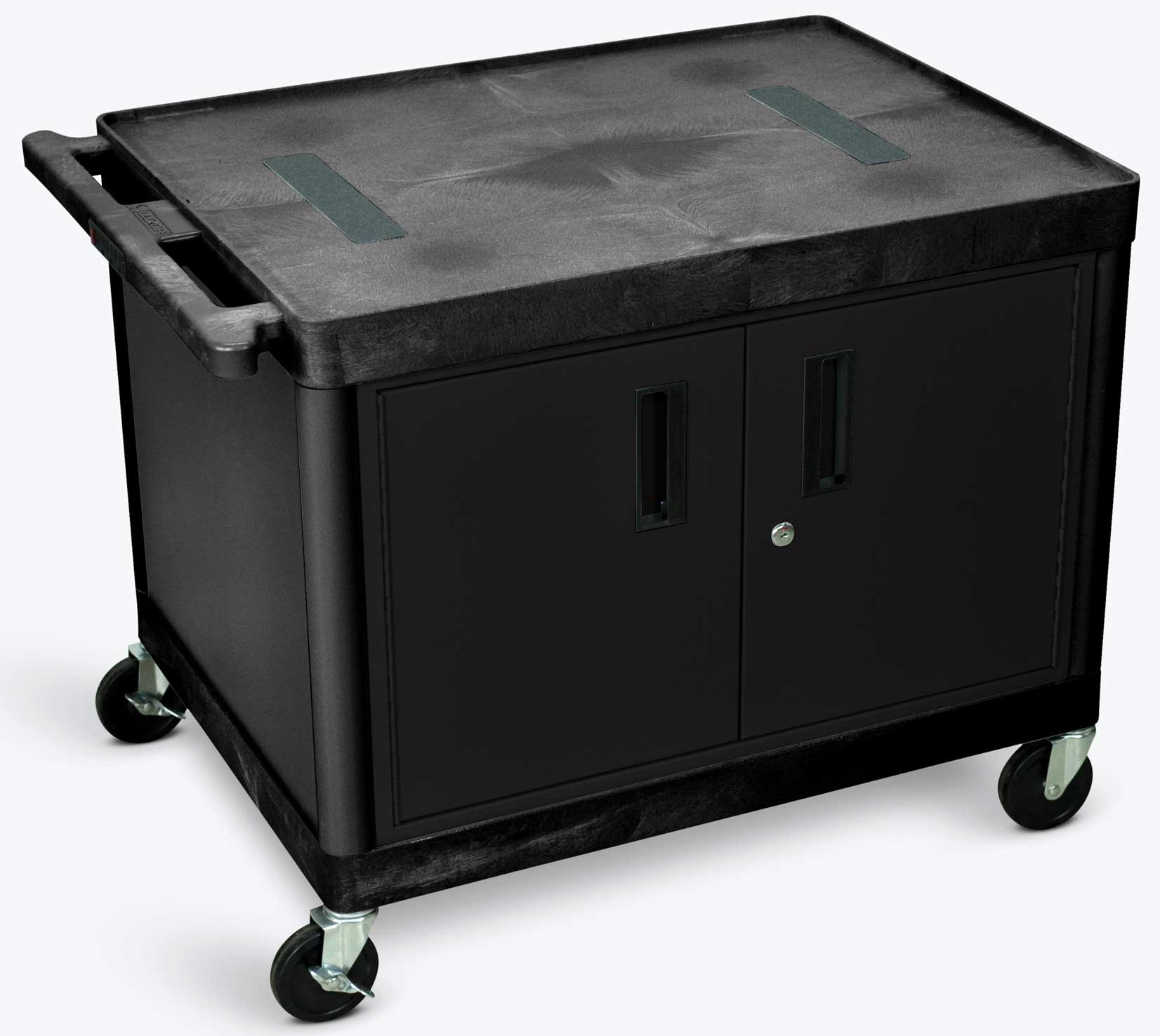 Luxor Black Two Shelves Cabinet AV Cart, 32 x 24 x 27 inch Height