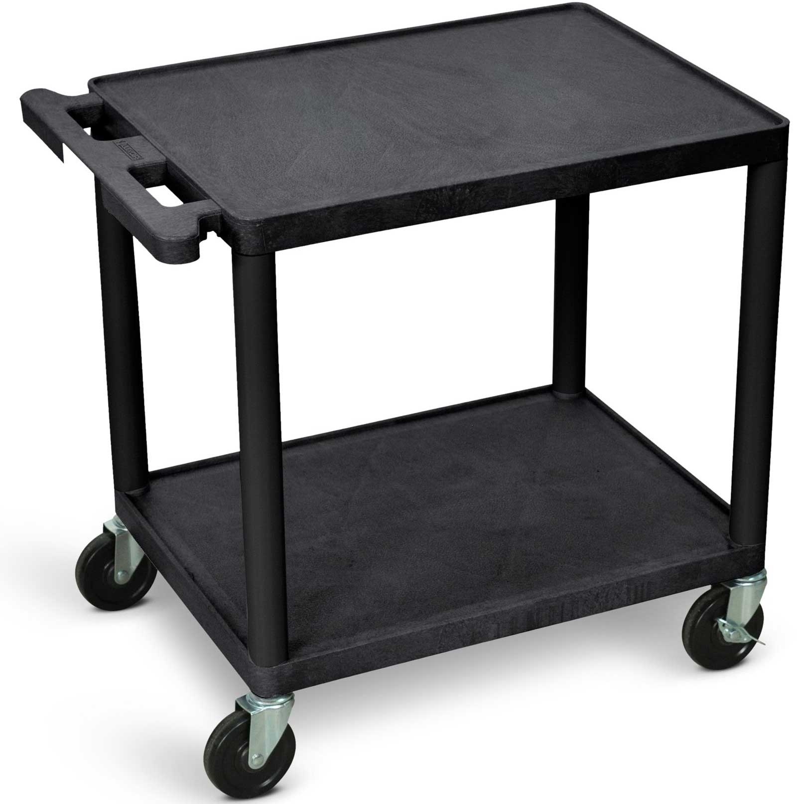 Luxor Black AV Cart with Two Shelves, 24 x 18 x 26 inch