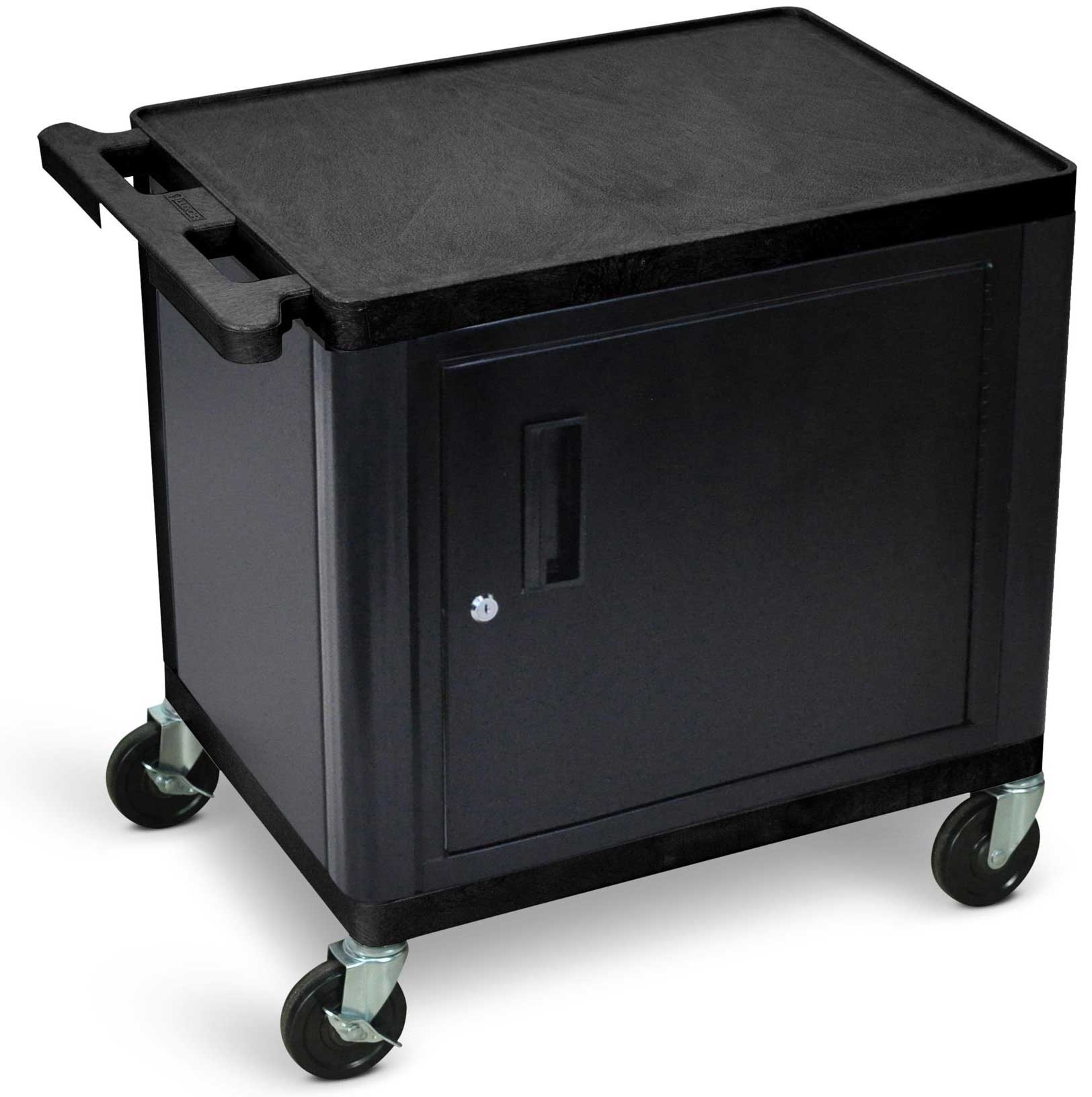 Luxor Black Cabinet AV Cart with Three Shelves, 24 x 18 x 26 inch