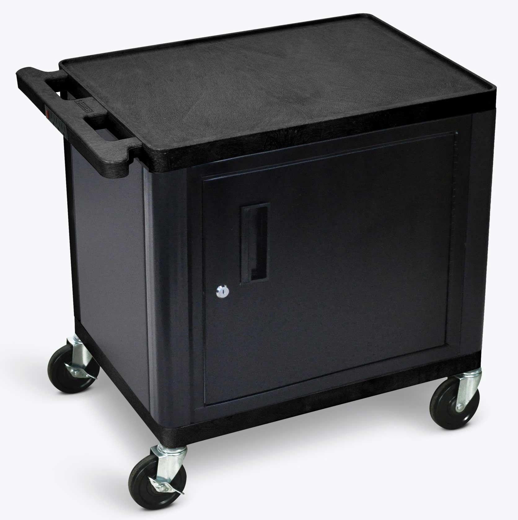 Luxor Black 2 Shelves Cabinet AV Cart with Electric Assembly, 24 x 18 x 26 inch Height