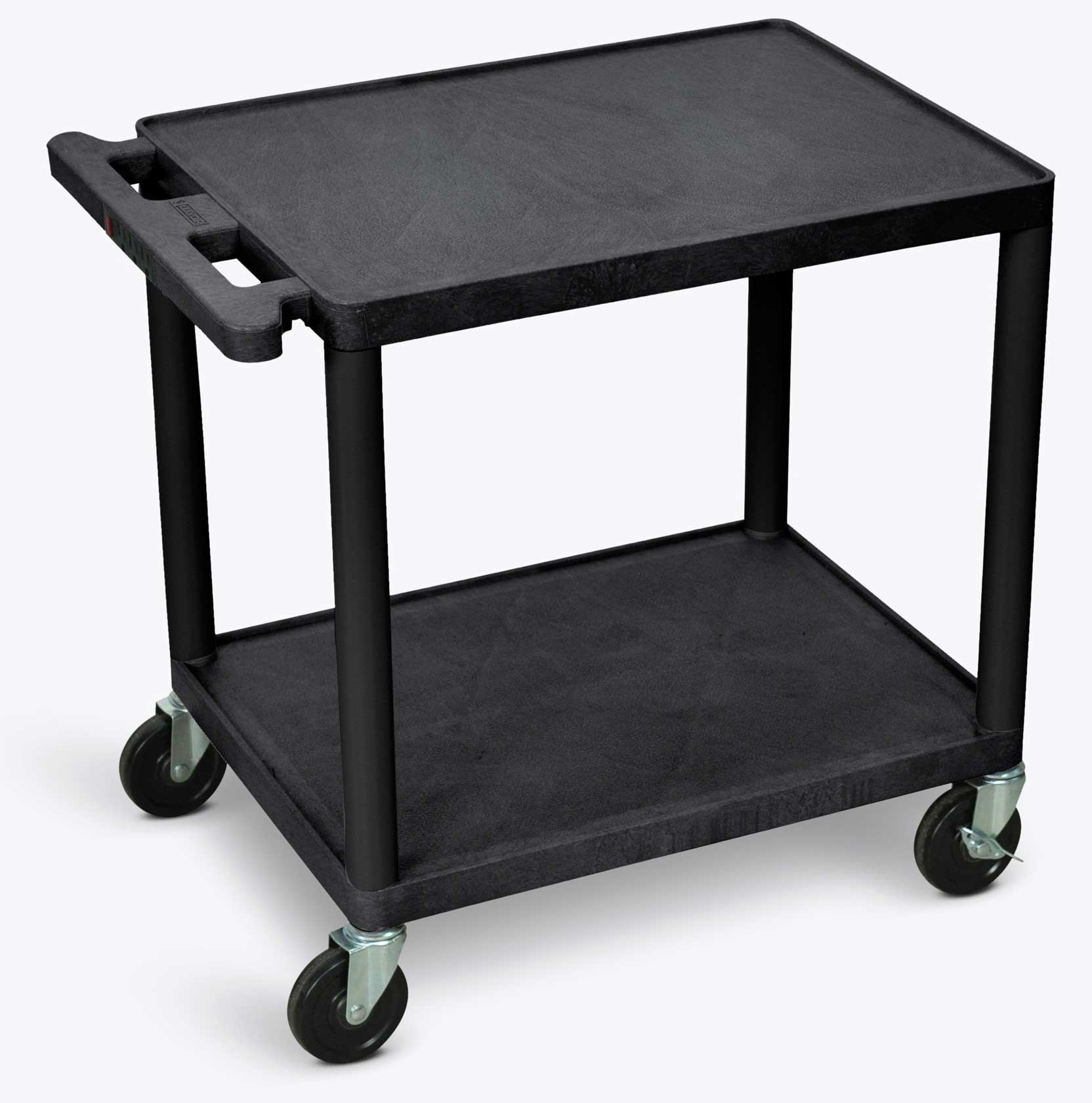 Luxor Black Two Shelves Electric AV Cart, 24 x 18 x 26 inch Height