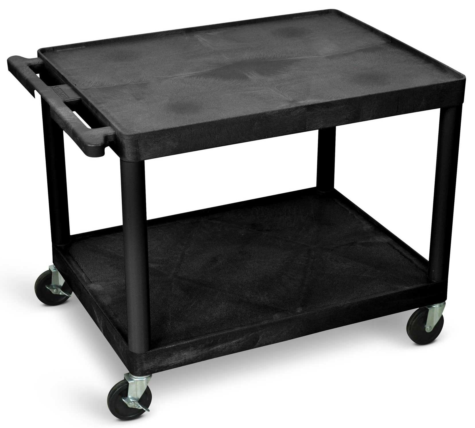 Luxor Black AV Cart with Two Shelves, 32 x 24 x 27 inch